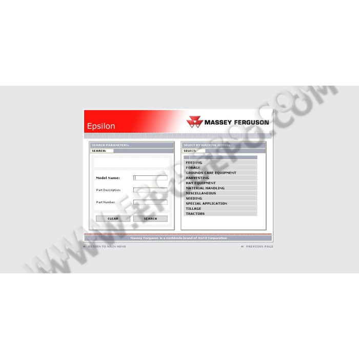 Massey Ferguson North America EPC spare parts catalog 2021