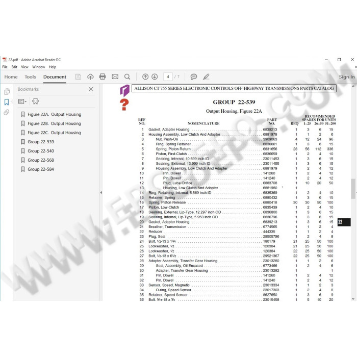 Allison Transmission CLT CLBT 755 755DB parts manual