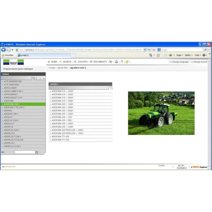 DEUTZ-FAHR SDF 2012 EPC PARTS & SERVICE CATALOG