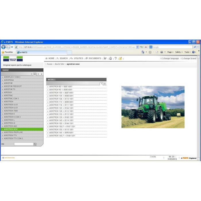 DEUTZ-FAHR SDF 2012 EPC PARTS & SERVICE CATALOG