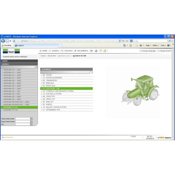 DEUTZ-FAHR SDF 2012 EPC PARTS & SERVICE CATALOG