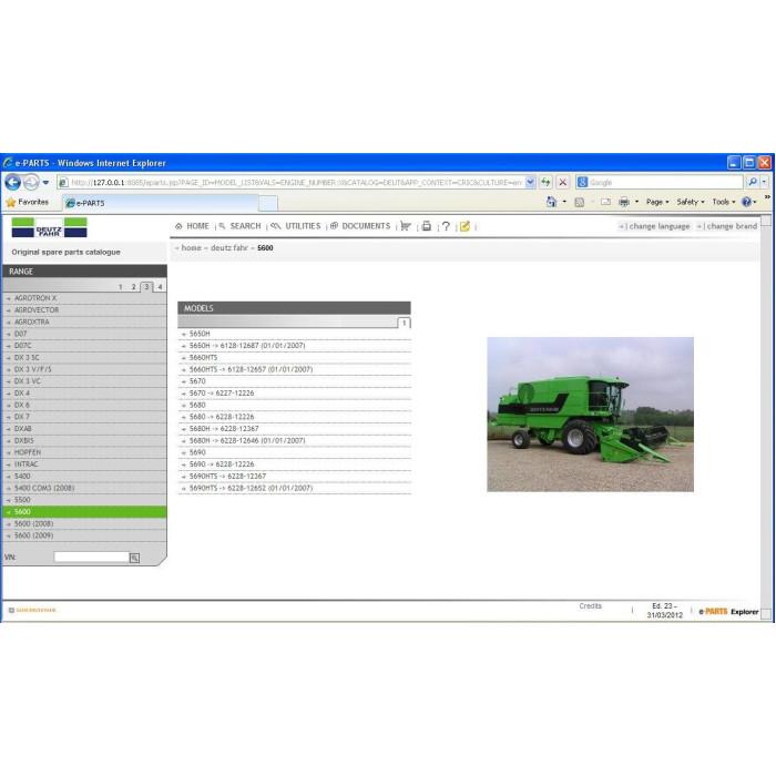 DEUTZ-FAHR SDF 2012 EPC PARTS & SERVICE CATALOG