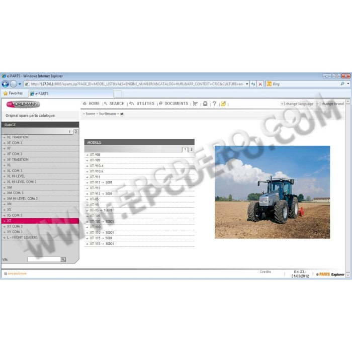 HURLIMANN SDF 2012 EPC PARTS & SERVICE CATALOG