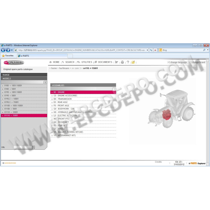 HURLIMANN SDF 2012 EPC PARTS & SERVICE CATALOG