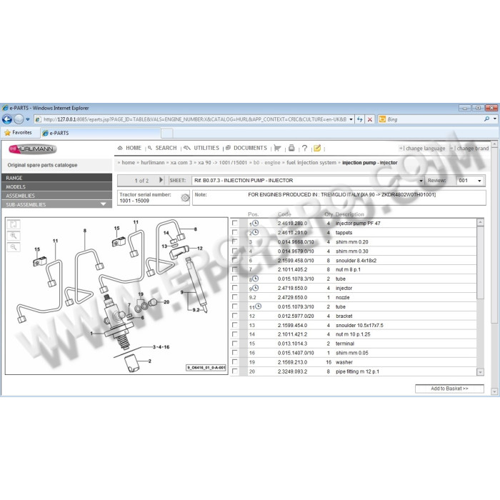 HURLIMANN SDF 2012 EPC PARTS & SERVICE CATALOG