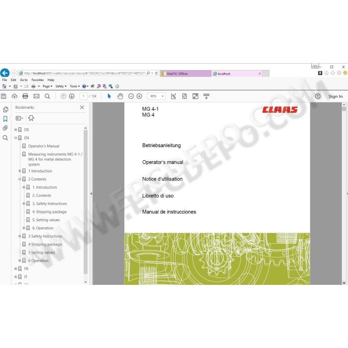 CLAAS WEBTIC OFFLINE 2015 SERVICE & REPAIR DOCUMENTATION CATALOG