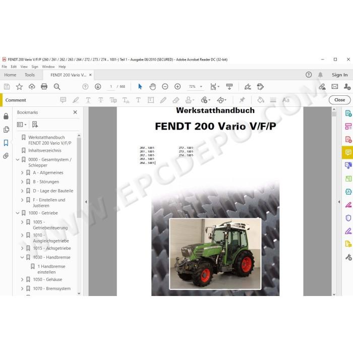 Fendt Tractor 200 Vario V / F / P workshop service manual DE