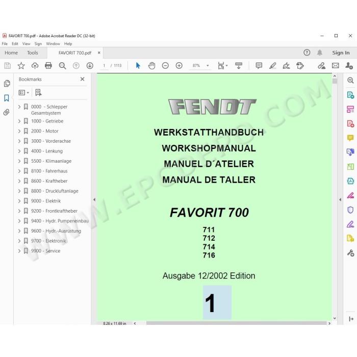 Fendt Tractor Favorit 711 712 714 716 service manual DE