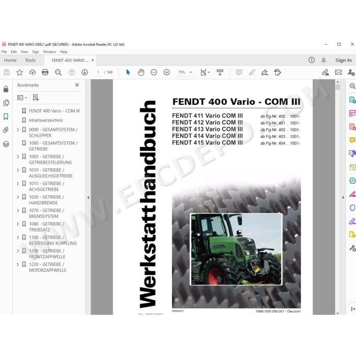 Fendt Tractor 400 Vario Com 3 workshop service manual DE