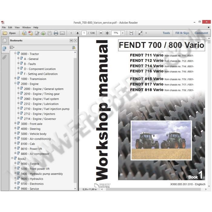 Fendt Tractor 700 / 800 Vario workshop service manual