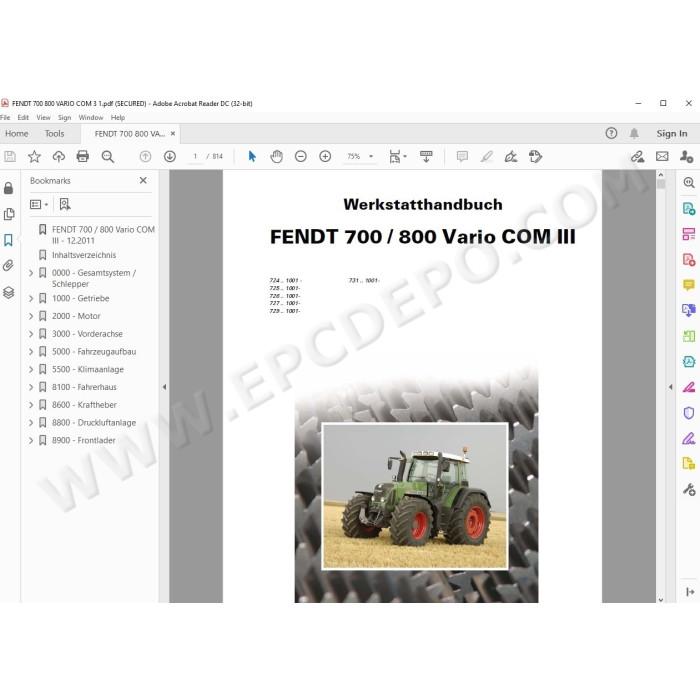 Fendt Tractor 700 / 800 Vario Com 3 service manual DE
