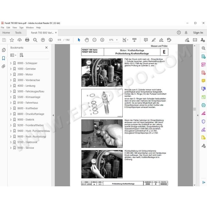 Fendt Tractor 700 / 800 Vario workshop service manual DE