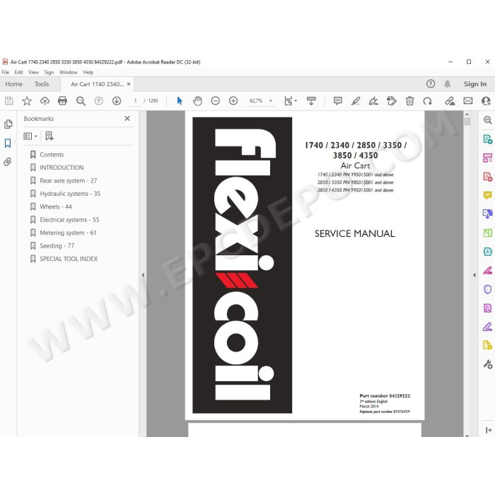 Flexicoil Air Cart 1740 2340 2850 3350 3850 4350 service manual