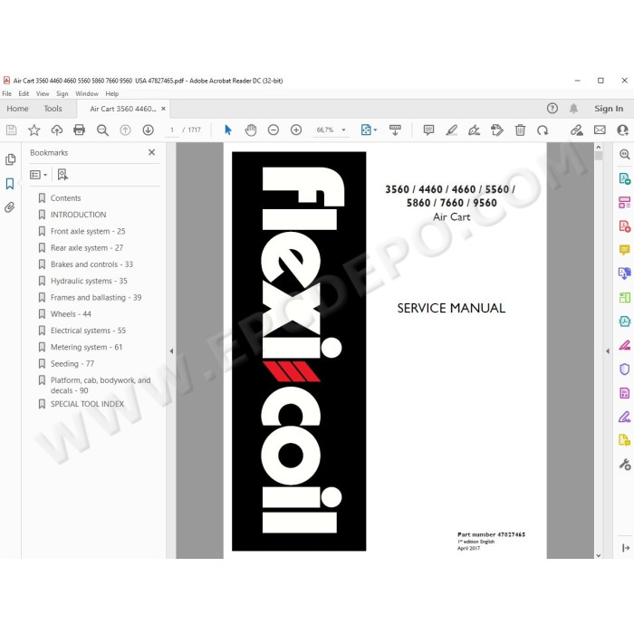 Flexicoil Air Cart 3560 4460 4660 5560 5860 7660 9560 service manual