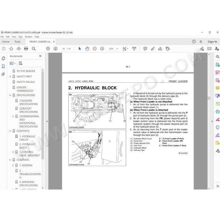 Kubota Loader LA513 LA723 LA853 workshop service manual