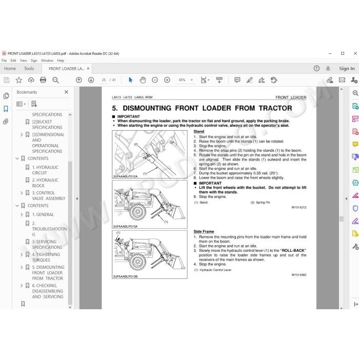 Kubota Loader LA513 LA723 LA853 workshop service manual