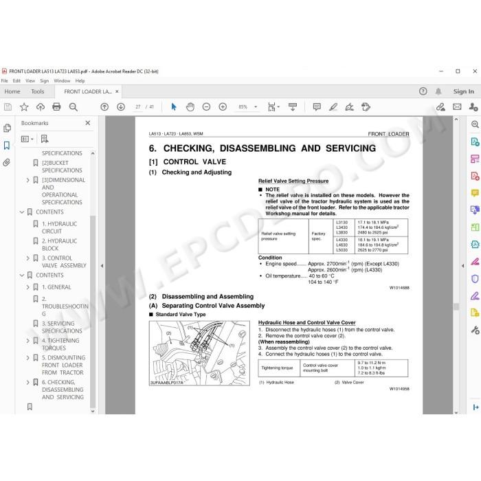Kubota Loader LA513 LA723 LA853 workshop service manual