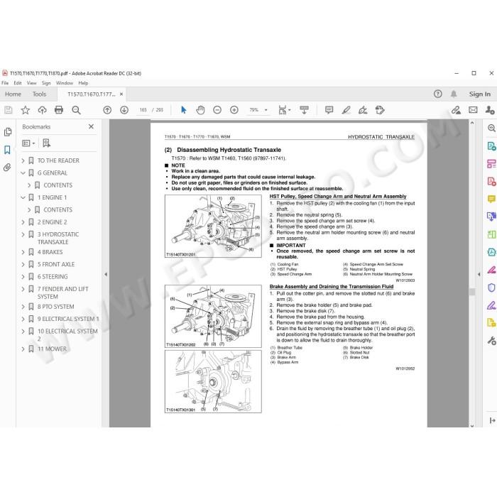 Kubota Tractor T1570 T1670 T1770 T1870 service manual