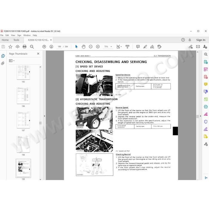 Kubota Mower F2000 F2100 F2100E F2400 service manual