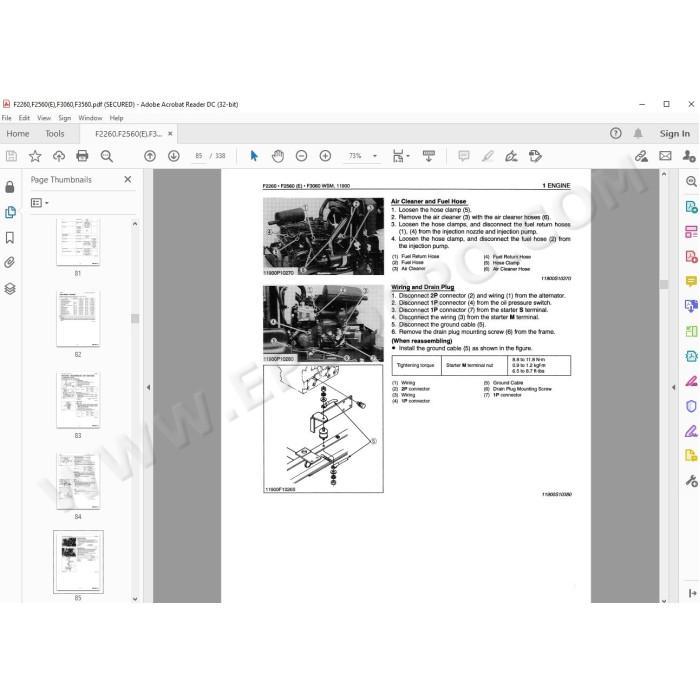 Kubota Mower F2260 F2560 F2560E F3060 F3560 service manual