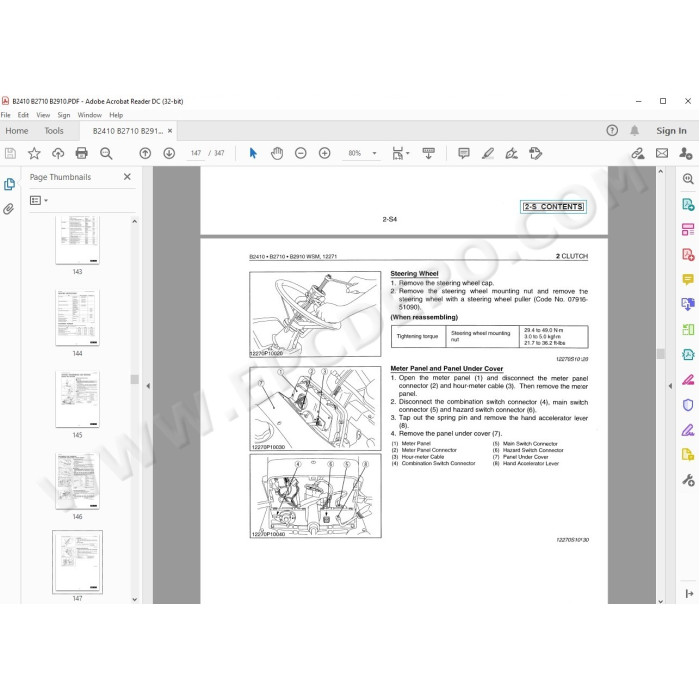 Kubota Tractor B2410 B2710 B2910 B7800HSD service manual