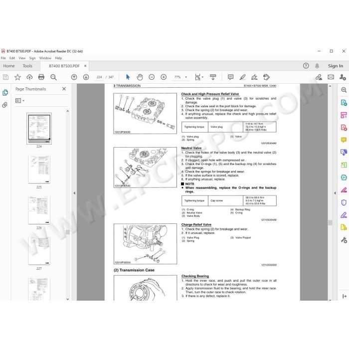 Kubota Tractor B7400 B7500 workshop service manual