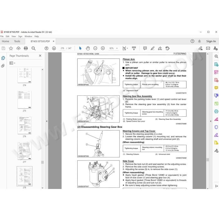 Kubota Tractor B7400 B7500 workshop service manual