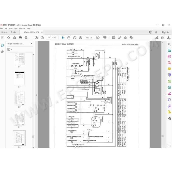 Kubota Tractor B7400 B7500 workshop service manual