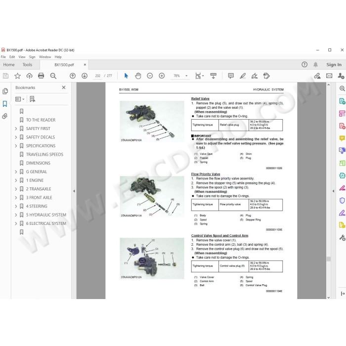Kubota Tractor BX1500 workshop service manual