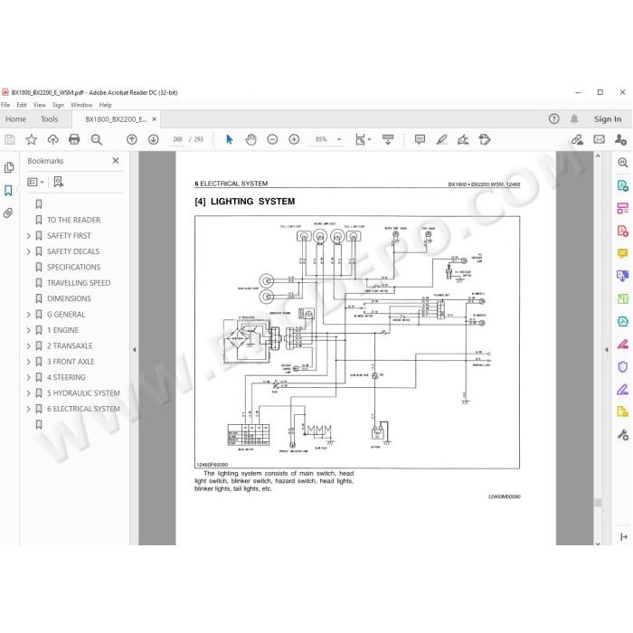 Kubota Tractor BX1800 BX2200 workshop service manual