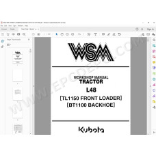 Kubota Tractor L48 Loader TL1150 Backhoe BT1100 workshop service manual