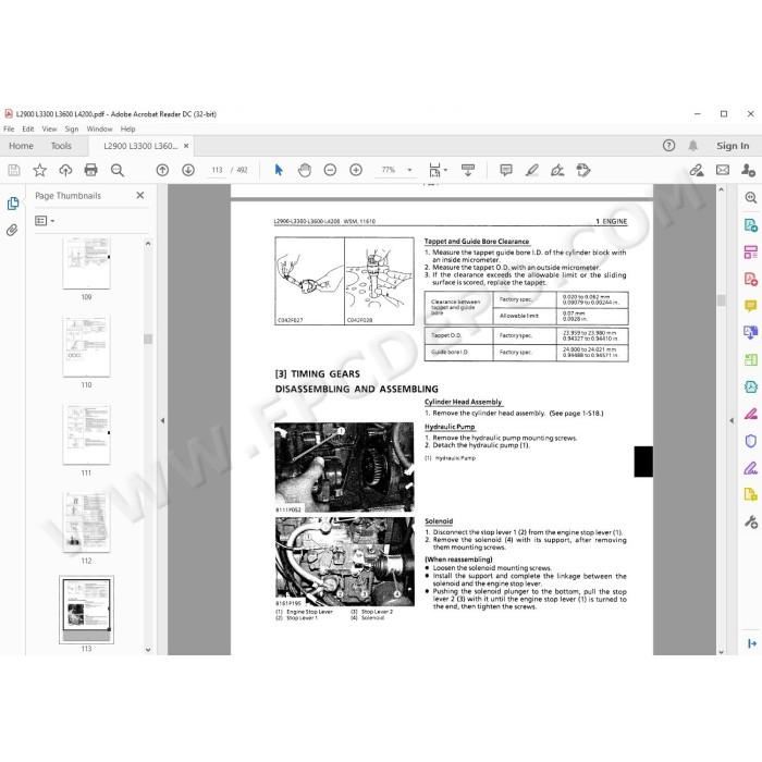 Kubota Tractor L2900 L3300 L3600 L4200 service manual