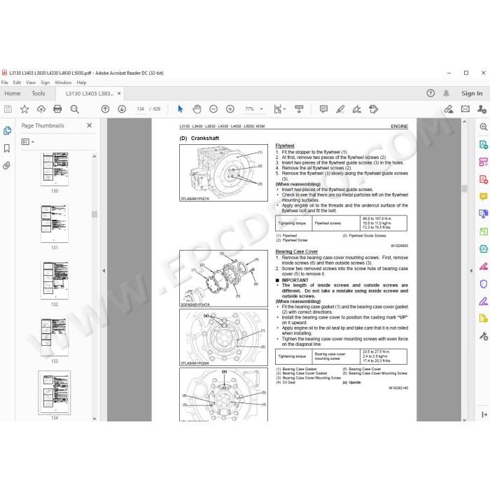 Kubota Tractor L3130 L3403 L3830 L4330 L4630 L5030 workshop service manual