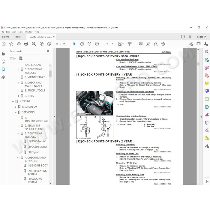 Kubota Tractor L3240-3 L3540-3 L3940-3 L4240-3 L4740-3 L5040-3 L5240-3 L5740-3 workshop service manual