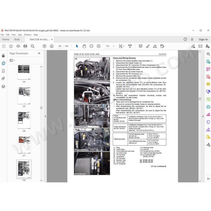 Kubota Tractor M100X M110X M126X M135X service manual
