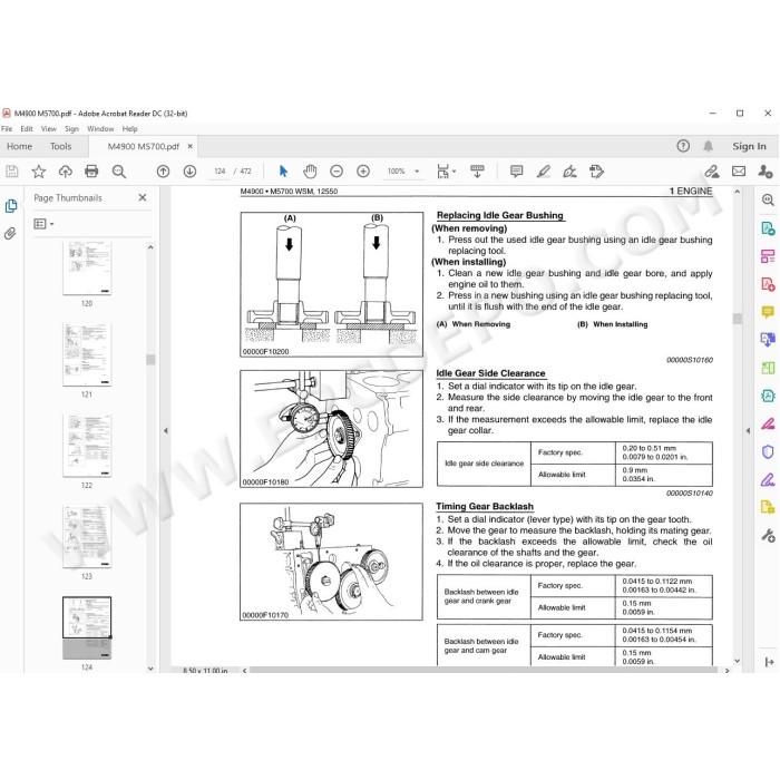 Kubota Tractor M4900 M5700 workshop service manual