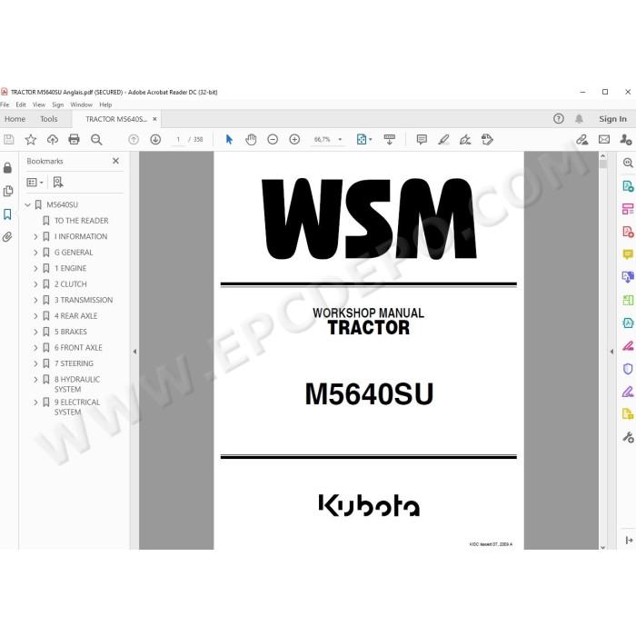 Kubota Tractor M5640SU workshop service manual