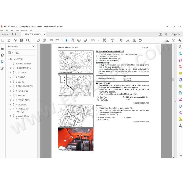 Kubota Tractor M5640SU workshop service manual