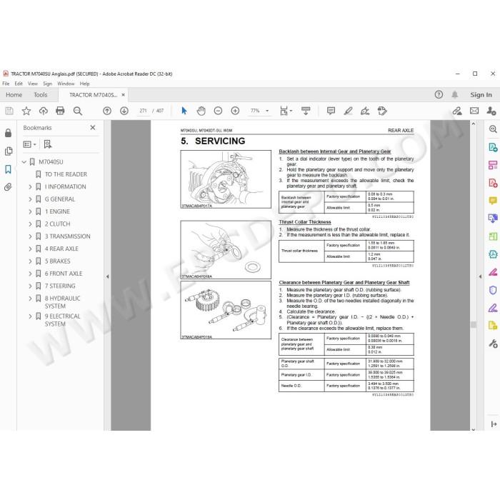 Kubota Tractor M7040SU workshop service manual