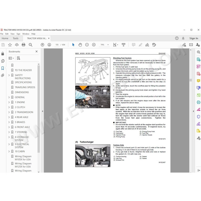 Kubota Tractor M95X M105X M125X workshop service manual