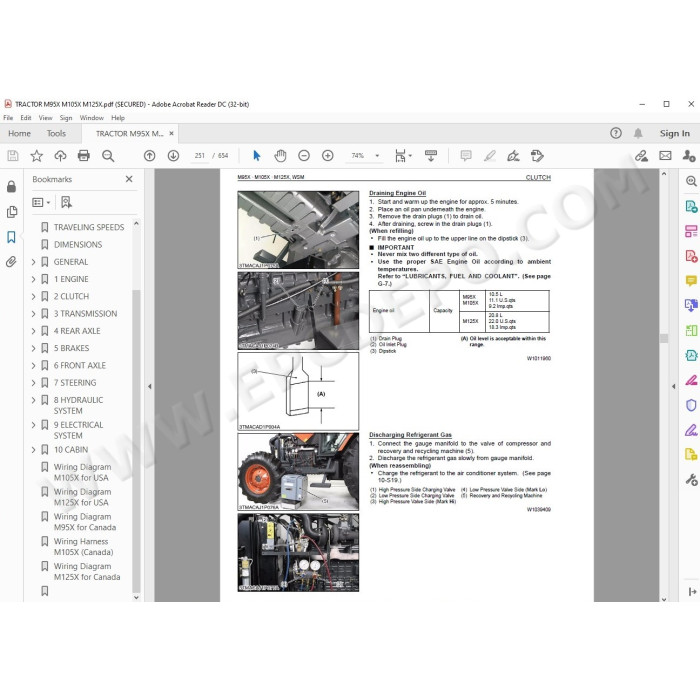 Kubota Tractor M95X M105X M125X workshop service manual