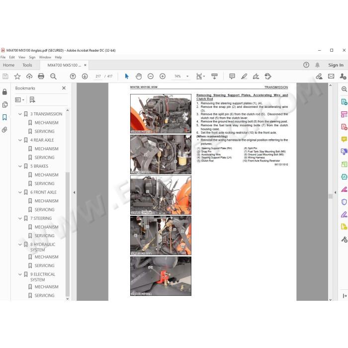 Kubota Tractor MX4700 MX5100 workshop service manual