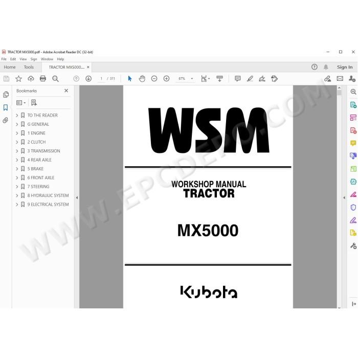 Kubota Tractor MX5000 workshop service manual