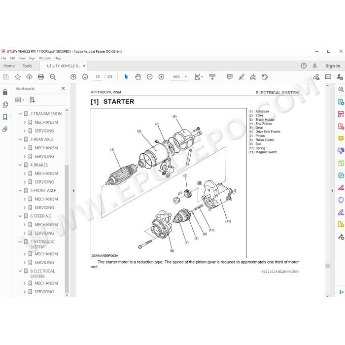 Kubota Utility Vehicle RTV1140CPX workshop service manual