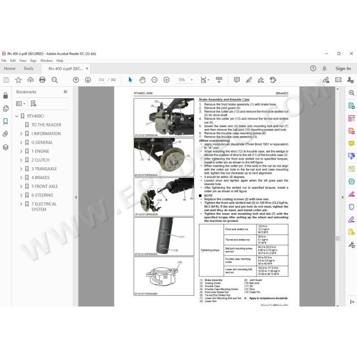 Kubota Utility Vehicle RTV400Ci workshop service manual