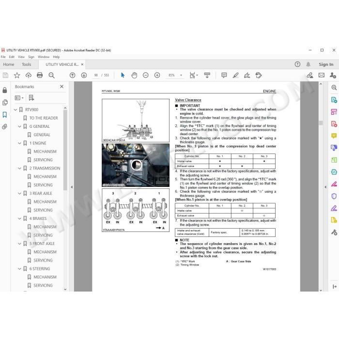 Kubota Utility Vehicle RTV900 workshop service manual