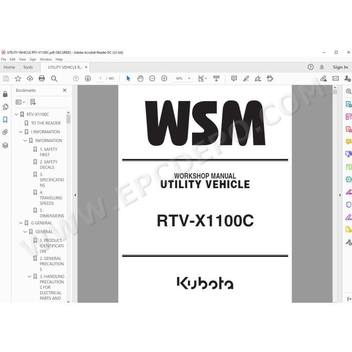 Kubota Utility Vehicle RTV-X1100C workshop service manual