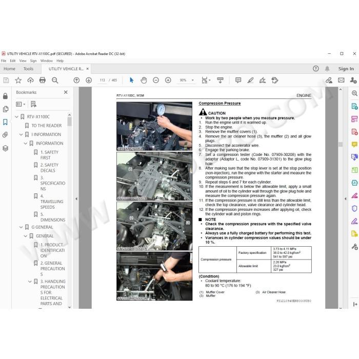 Kubota Utility Vehicle RTV-X1100C workshop service manual