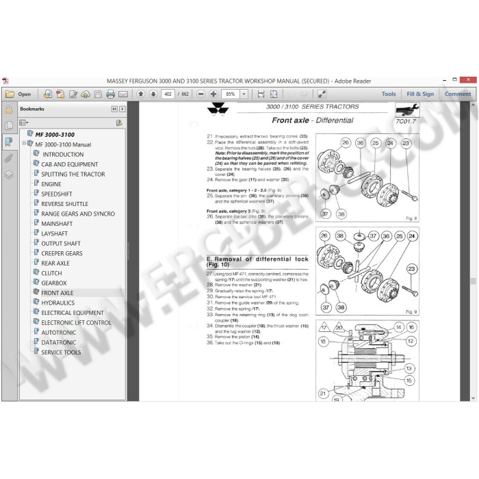 Massey Ferguson Tractor MF3000 / MF3100 service manual