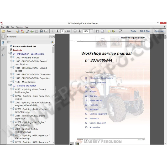 Massey Ferguson Tractor MF6400 service manual